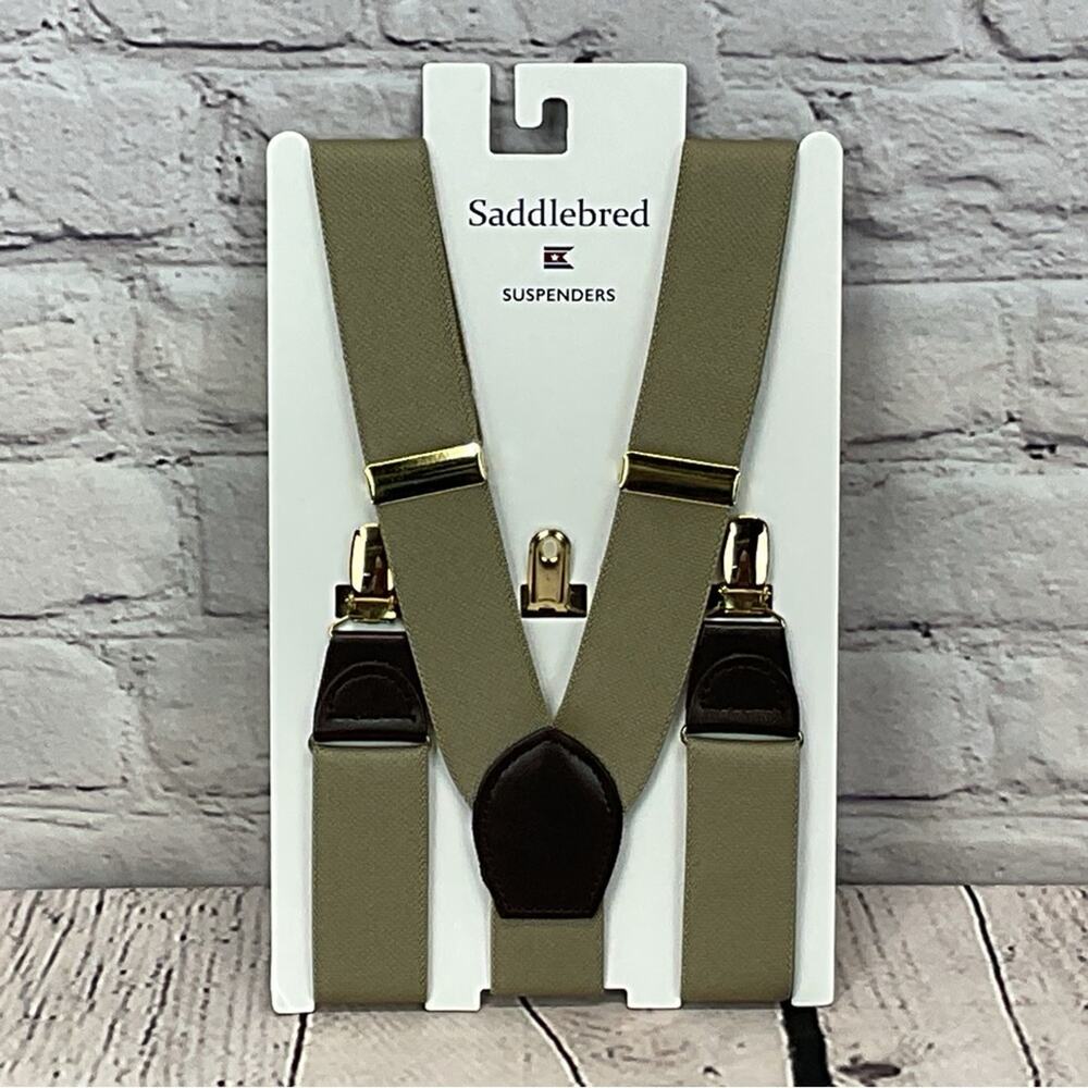 Saddlebred Suspenders Men's One Size Clip Closure Khaki Business Casual Preppy
